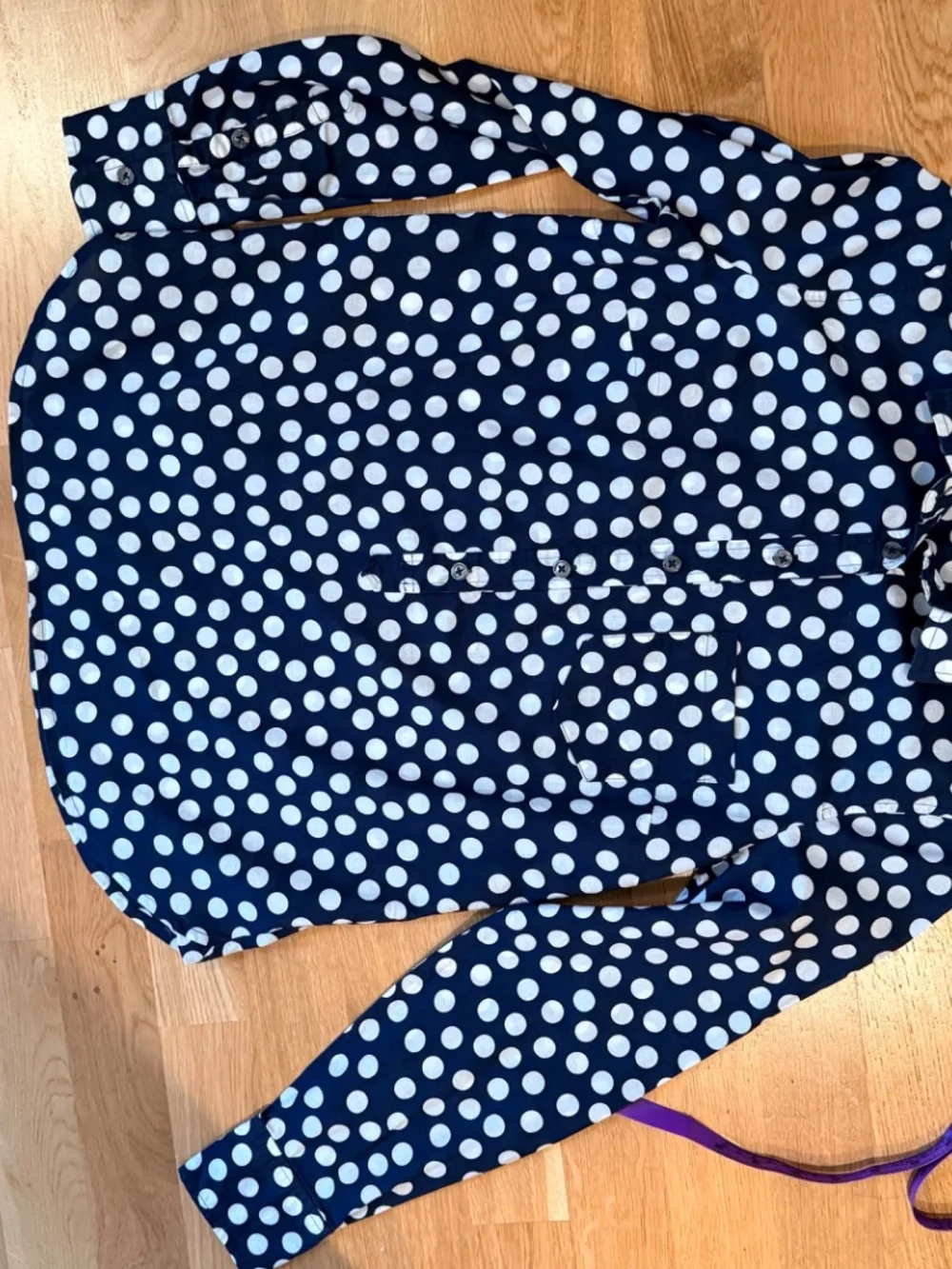 J.Crew Factory Popover Shirt Womens XS Navy White Polka Dot Cotton Long Sleeve